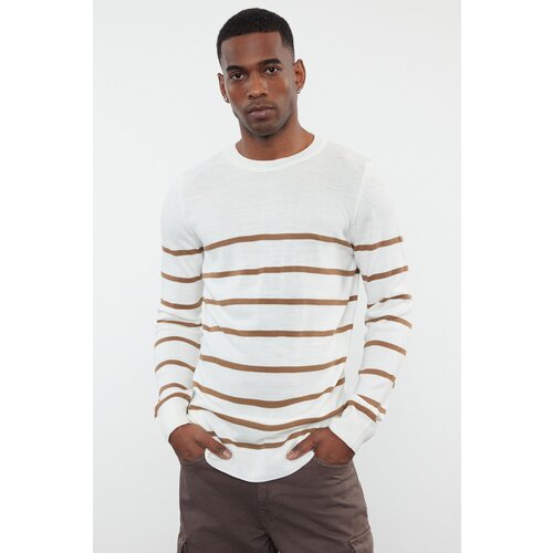 Trendyol Mink Slim Crew Neck Striped Knitwear Sweater Cene