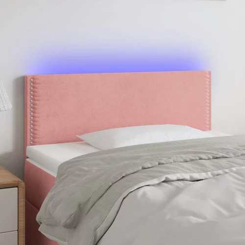 vidaXL LED uzglavlje ružičasto 90x5x78/88 cm baršunasto