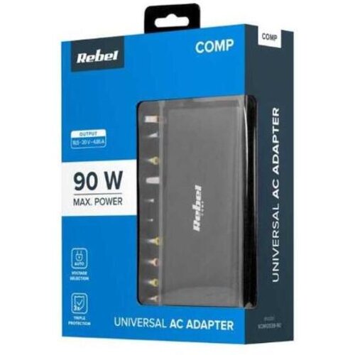 Rebel napajalnik za prenosnik CC-800, 220 V, 90 W, 10 nastavkov Slike