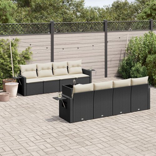 vidaXL 9-dijelni set vrtnih sofa s jastucima crni od poliratana Cijene