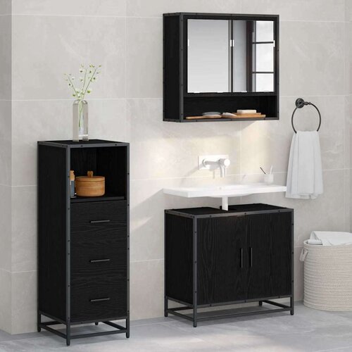 vidaXL set namještaja za kupaonicu 3 pcs crni hrast 65 x 33 x 60 cm Cene