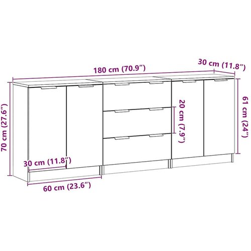  Komoda 3 kom staro drvo 60x30x70 cm konstruirano drvo Slike