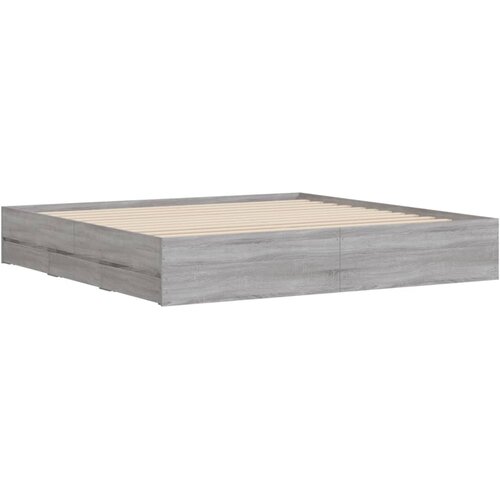  Okvir za krevet s ladicama boja hrasta 180x200 cm Siva 180 x 200 cm Slike