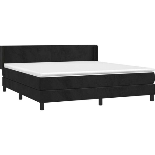 VidaXL Krevet s oprugama i madracem crni 160x200 cm bar&amp;scaron;unasti Slike