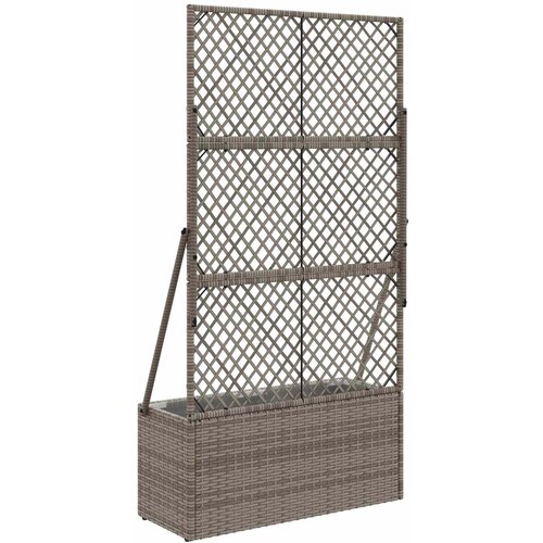  Vrtni saksija s re&amp;scaron;etkom Siva 70 x 30 x 135 cm poliratan Slike