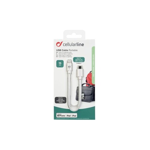 Cellular Line usb KABEL,USB-C-MFI,15CM bel, cellular line Slike