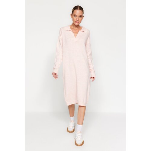 Trendyol Powder More Sustainable Midi Knit Soft Texture Dress Cene