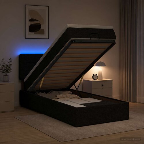  od pjene s madracem i LED-om Crna 90 x 190 cm Tkanina Cene
