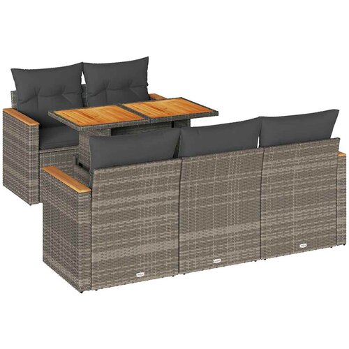 Maison Chic Seti vrtnega pohištva - Vrtna garnitura - Vrtni pohištvo set z blazinami 6-delna siv ratan/akacija, (21804704) Cene