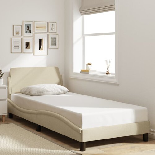 Furnova Posteljni okvir z vzglavjem brez vzmetnice krem 90x200 cm blago, (21936793) Slike