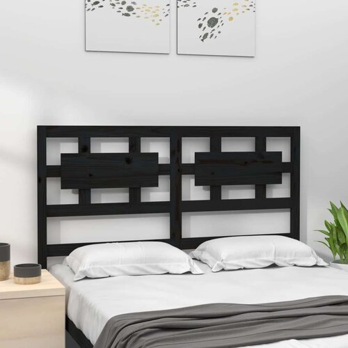  Uzglavlje za krevet crno 125 5 x 4 x 100 cm od masivne borovine Slike