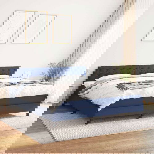  Krevet s oprugama i madracem plavi 160x200 cm od tkanine Slike