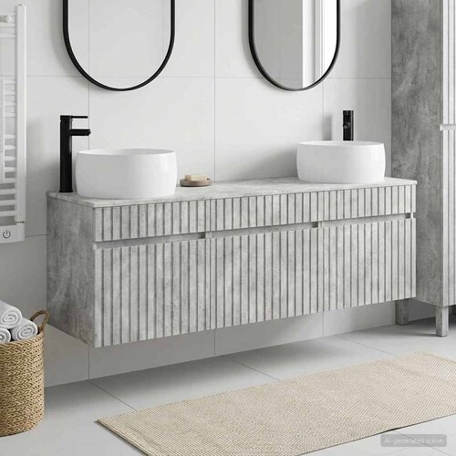  Set ormarića za kupaonicu 3 kom. Betonska siva 49 x 44,5 x 66 cm Cene