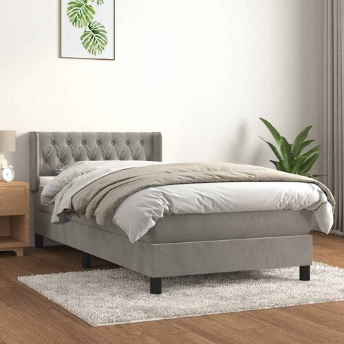 Box spring krevet s madracem svjetlosivi 100x200 cm bar&scaron;unasti Cijene