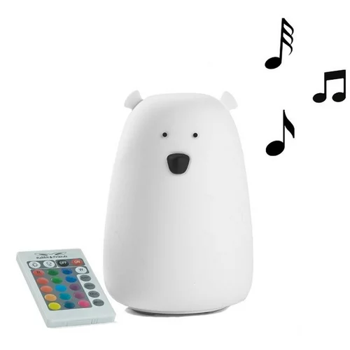 Rabbit And Friends Mehka lučka z daljincem in Bluetooth zvočnikom - medvedek - bela