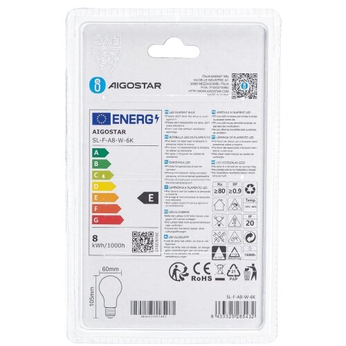 Aigostar led sijalica A60 E27/8W/230V 6500K Slike