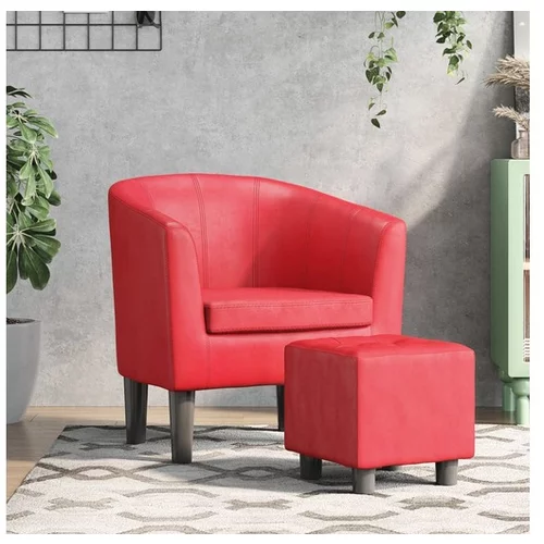 vidaXL Tubast stol s stolčkom za noge iz rdečega umetnega us