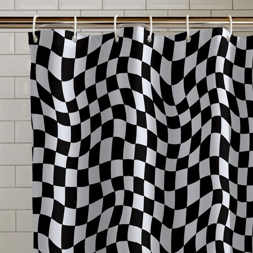 Catherine Lansfield Zavesa za tu&amp;scaron; 180x180 cm Checkerboard &amp;ndash; Slike
