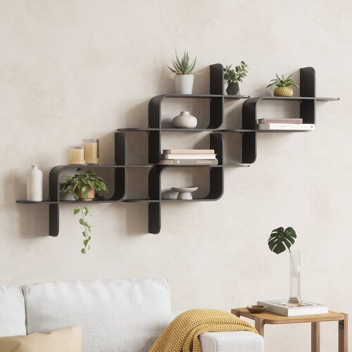 Umbra Crna polica s vi&amp;scaron;e razina od masivnog kaučuka 62 cm Montage &amp;ndash; Slike