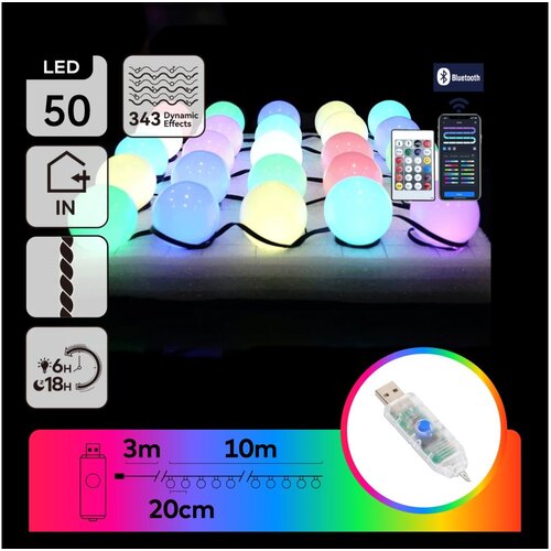 Aigostar LED RGBIC dekorativni lanac 25xLED/5W/USB 10 m vi&scaron;ebojni Cene