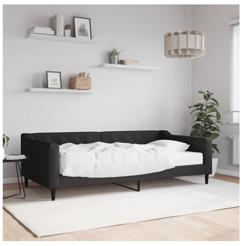 vidaXL Dnevni krevet s madracem crni 100 x 200 cm od tkanine Cijene