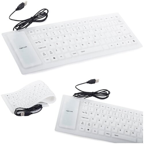 VERKGROUP Tanka vodoodporna USB silikonska tipkovnica – zložljiva 35cm bela, (20404654) Cene