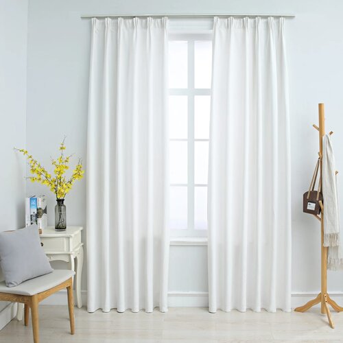 VidaXL Zatemnitvene zavese z obe&amp;scaron;ali 2 kosa umazano bele 140x175 cm, (20767575) Slike