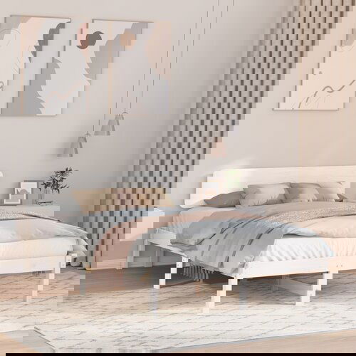 vidaXL okvir kreveta s uzglavljem bijeli 135x190 cm čvrsti bor Cijene