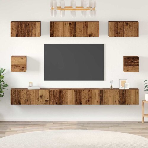 vidaXL Set TV stalka 8 pcs Staro drvo Srednja 30.5 x 30 x 30 cm Cijene