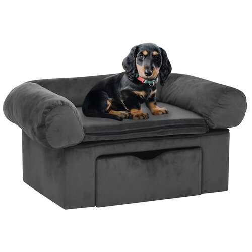 SOFA za pse s ladicom tamnosiva 75 x 50 x 38 cm pli&amp;scaron;ana Slike