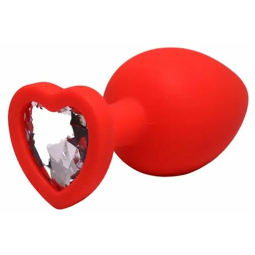 srednji crveni silikonski analni dildo srce sa dijamantom Slike