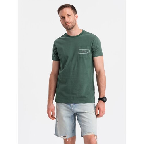 Ombre Streetstyle men's cotton t-shirt with pocket print - dark green Cijene