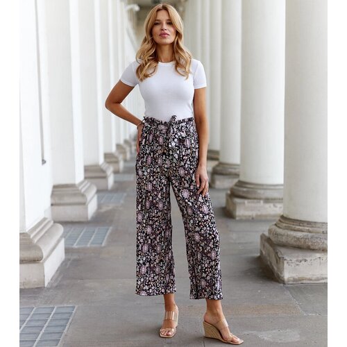 Gemre Black pleated floral trousers Macognano Cijene