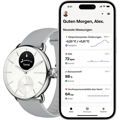 Withings scanwatch 2 38mm wei&amp;szlig;/silber Slike