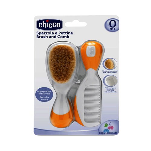 Chicco glavnik in krtača z naravnimi ščetinami - rumena Cene