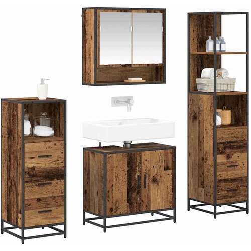VidaXL set namje&amp;scaron;taja za kupaonicu 4 pcs staro drvo 65 x 33 x 60 cm Slike