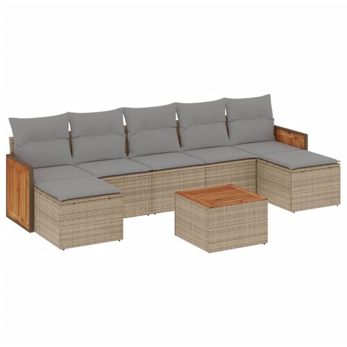 vidaXL 8-dijelni set vrtnih sofa od poliratana s jastucima bež Cijene