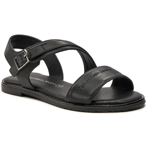 Calvin Klein Jeans Sandali Flat Sandal V3A2-80825-1688 M Črna