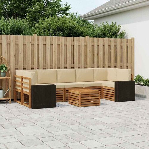  Set vanjskih sofa 8 kom. Prirodna i bež Čvrsto drvo akacije Cijene