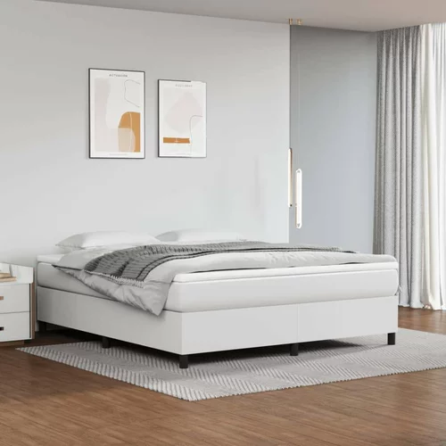  Box spring postelja z vzmetnico bela 180x200 cm umetno usnje, (20724293)