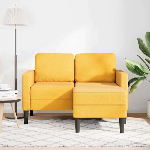 SOFA 2-sjed s ležaljkom u obliku slova L svijetložuta 125cm lan Slike