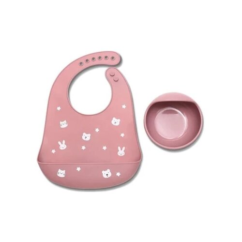 Lorelli SILIKONSKI SET ZA HRANJENJE (2kom) NATURAL - DEEP PINK (10230710002) Cene
