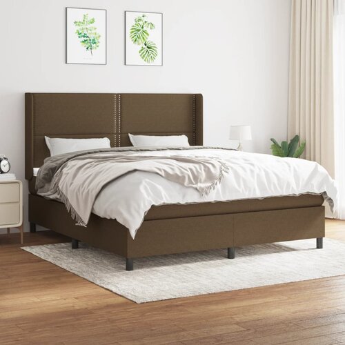  The Living Store Box spring postelja z vzmetnico temno rjava 160x200 cm blago - Box Spring Postelja, (21456453) Slike