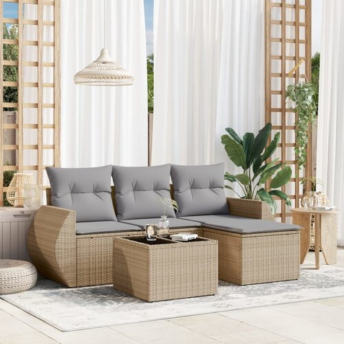 vidaXL 5-dijelni vrtni set sofa s jastucima bež od poliratana Cijene