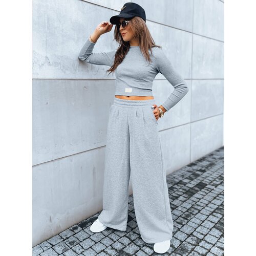 DStreet Women's set of wide trousers and crop top with long sleeves ASTRAL ALLURE gray Slike
