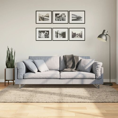 VidaXL Tepih ISTAN s visokim vlaknima sjajni izgled bež 140x200 cm Slike