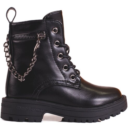 Shelvt Black girls&amp;#039; ankle boots with chain Slike