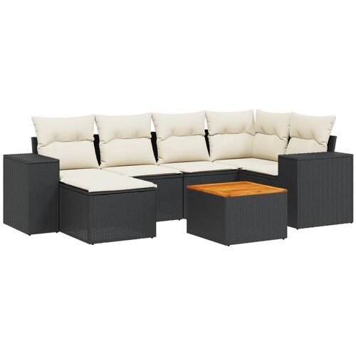  7-dijelni set vrtnih sofa od poliratana s jastucima crni Crna 83 x 62 x 69 cm Slike