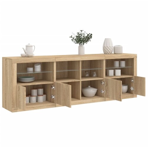  The Living Store Komoda z LED lučkami sonoma hrast 202x37x67 cm - Komoda, (21442389) Slike