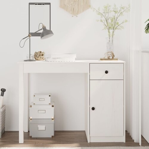 VidaXL Radni stol bijeli 100x50x75 cm od masivne borovine Slike